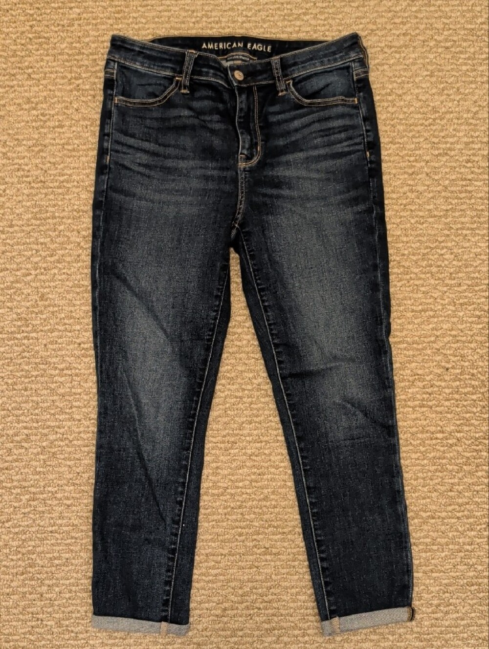 American Eagle Outfitters Women's Dark Blue High Rise Jegging Crop Jeans Size 10 - Picture 7 of 8